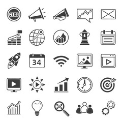 Professional marketing icons set, isolated cutouts, transparent background