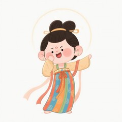 Chinese-style cartoon image of Chang'e, the moon goddess