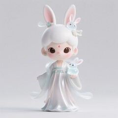 Obraz premium Exquisite Chang'e Doll with Lunar Rabbit for Mid-Autumn Festival