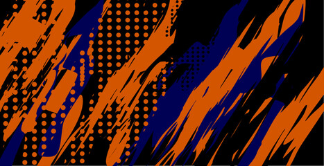 Orange blue modern abstract brush strokes - great for design inspiration