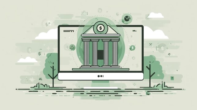 Concept of Online Banking in Flat Design and Financial Technology