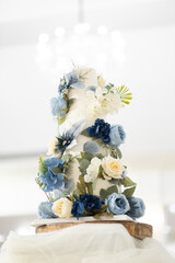 Beautiful wedding cake with blur background
