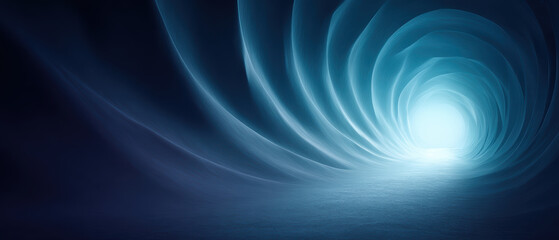 Abstract blue tunnel with glowing light creating calm feeling