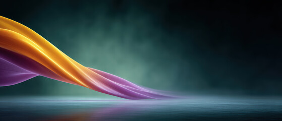 Abstract colorful wave flowing smoothly in dark background