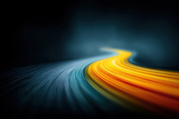 Abstract dynamic light trails in yellow and blue colors