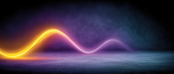 Abstract glowing wave with vibrant neon colors on dark background