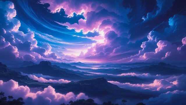 Golden sunbeams paint the dramatic cloudscape over mountains and sea, a beautiful abstract of nature's light