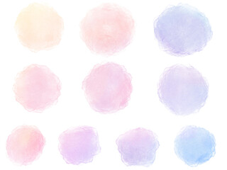 透け感のあるカラフルな丸・円：フレーム素材セット