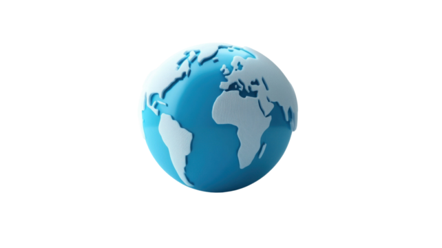  Detailed Earth Globe with Geographic Features Isolated on White Background