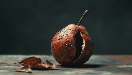 Pear rotten and damaged for a long time