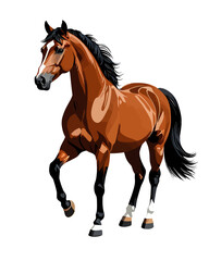 Obraz premium Majestic Stallion's Pose: A strong and elegant horse confidently stands, with smooth coat and powerful stance. a vivid illustration, capturing the spirit and beauty.