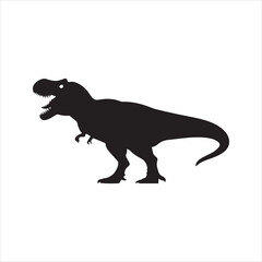 Roaring Tyrannosaurus Rex Silhouette Vector Icon – Prehistoric Dinosaur Illustration