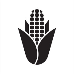 Corn Cob Silhouette Vector Icon – Agricultural Crop Illustration