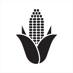 Corn Cob Silhouette Vector Icon – Agricultural Crop Illustration