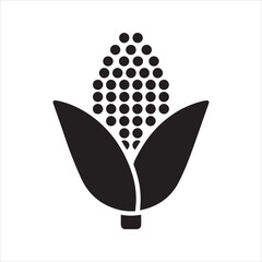 Corn Cob Silhouette Vector Icon – Agricultural Crop Illustration