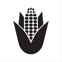 Corn Cob Silhouette Vector Icon – Agricultural Crop Illustration