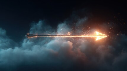 Fiery arrow through clouds