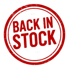 Back in Stock Stamp, Grunge Rubber Label for Product Availability and Restock

