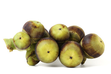 Young Borassus fruits in bunches. isolated on white background.