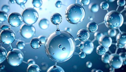 Blue bubble and molecular background.