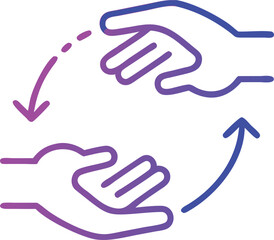 Fototapeta premium Collaborative concept featuring hands and arrows representing teamwork and partnership.