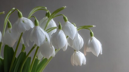 Obraz premium Snowdrops in a minimalist spring arrangement, symbolizing renewal and simplicity 