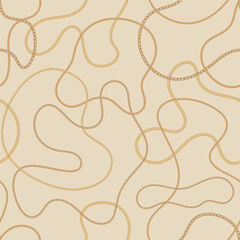 Precious metal chain seamless pattern. Jewelry vector background. Vintage fashion bijou allover print. Retro finery wallpaper.