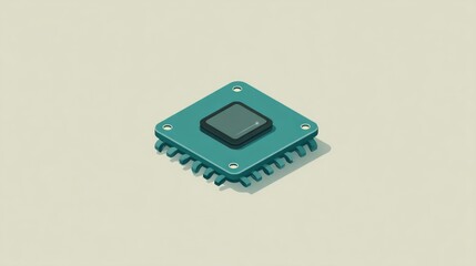 Minimalistic Abstract 2D AI Chip Icon in Vector Graphic Style