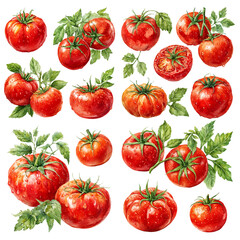fresh tomato watercolor painting for cooking decor and vegetable art
