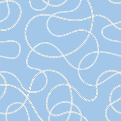 Precious metal chain seamless pattern. Jewelry vector background. Vintage fashion bijou allover print. Retro finery wallpaper.