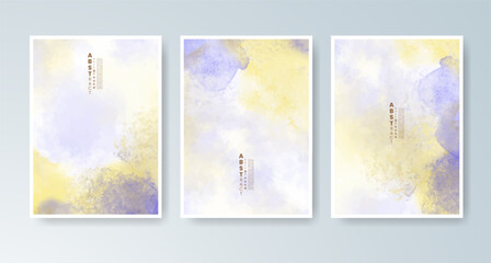 Set of cards with bright colorful vector watercolor background. Design for your date, postcard, banner.