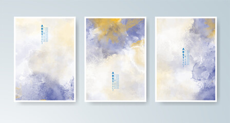 Set of cards with bright colorful vector watercolor background. Design for your date, postcard, banner.