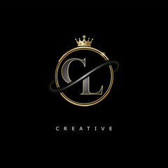 CL Luxury Creative Logo – Elegant Gold Monogram Letter mark with Crown, Circle & Royal Style for Fashion, Boutique, Jewelry, Branding & Premium Identity Design