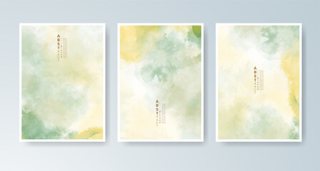 Set of cards with bright colorful vector watercolor background. Design for your date, postcard, banner.