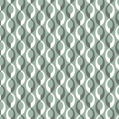 Geometric wavy background. Chain circles vector seamless pattern. Vintage colored fashion allover print. Retro repeat ornament wallpaper.