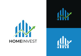 This is a home investment logo with a static bar. This logo is suitable for home sellers, real estate, home brokers and the likes.