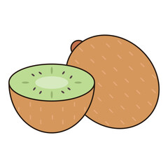 KIWI fruit illustration icon simple vector symbol drawing cute outline doodle logo botanical vibrant clipart element sticker object