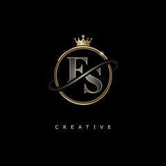 FS Luxury Creative Logo – Elegant Gold Monogram Letter mark with Crown, Circle & Royal Style for Fashion, Boutique, Jewelry, Branding & Premium Identity Design