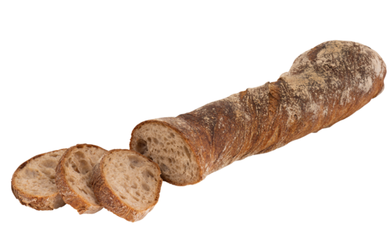 Bread rolls, sliced cut out isolated transparent background