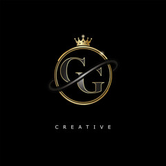 GG Luxury Creative Logo – Elegant Gold Monogram Letter mark with Crown, Circle & Royal Style for Fashion, Boutique, Jewelry, Branding & Premium Identity Design