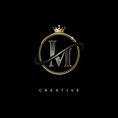 IM Luxury Creative Logo – Elegant Gold Monogram Letter mark with Crown, Circle & Royal Style for Fashion, Boutique, Jewelry, Branding & Premium Identity Design