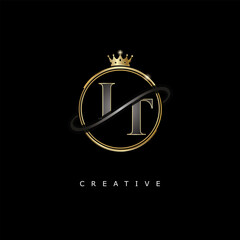 IT Luxury Creative Logo – Elegant Gold Monogram Letter mark with Crown, Circle & Royal Style for Fashion, Boutique, Jewelry, Branding & Premium Identity Design