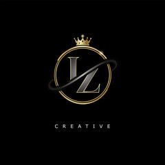 IZ Luxury Creative Logo – Elegant Gold Monogram Letter mark with Crown, Circle & Royal Style for Fashion, Boutique, Jewelry, Branding & Premium Identity Design