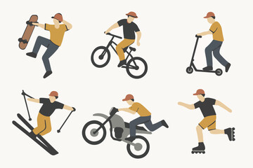 Vector Set Freestyle stunts performance sports activity