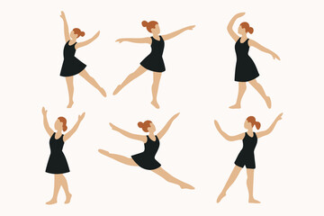 Vector Set Dancer positions movement posing performance art activity