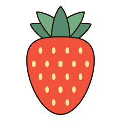 STRAWBERRY fruit illustration icon simple vector symbol drawing cute outline doodle logo botanical vibrant clipart element sticker object