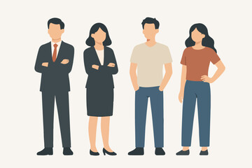 Obraz premium Vector Set People wearing business and casual clothing