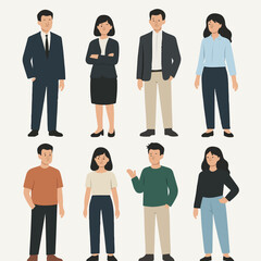 Obraz premium Vector Set People wearing business and casual clothing