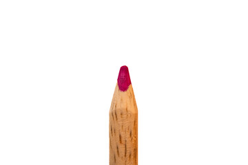 a tip of a pink colored pencil isolated on white background, template for designers.
