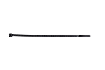 a black cable tie isolated on white background, template for designer.